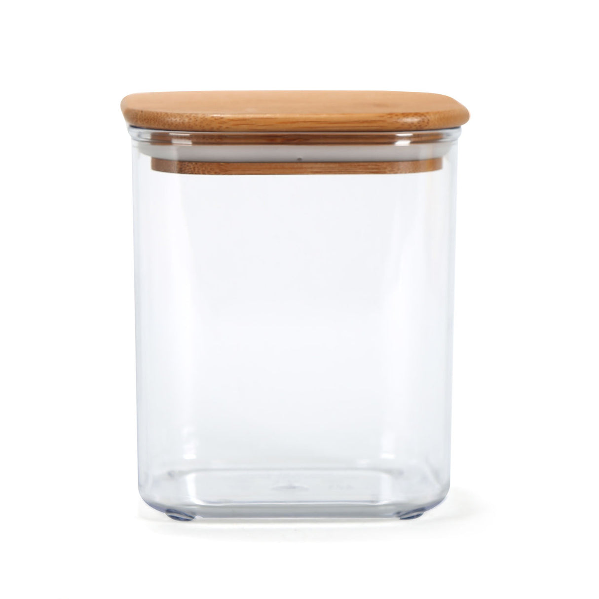 Square Shape 1100 ml Container with Bamboo Lid (Transparent)