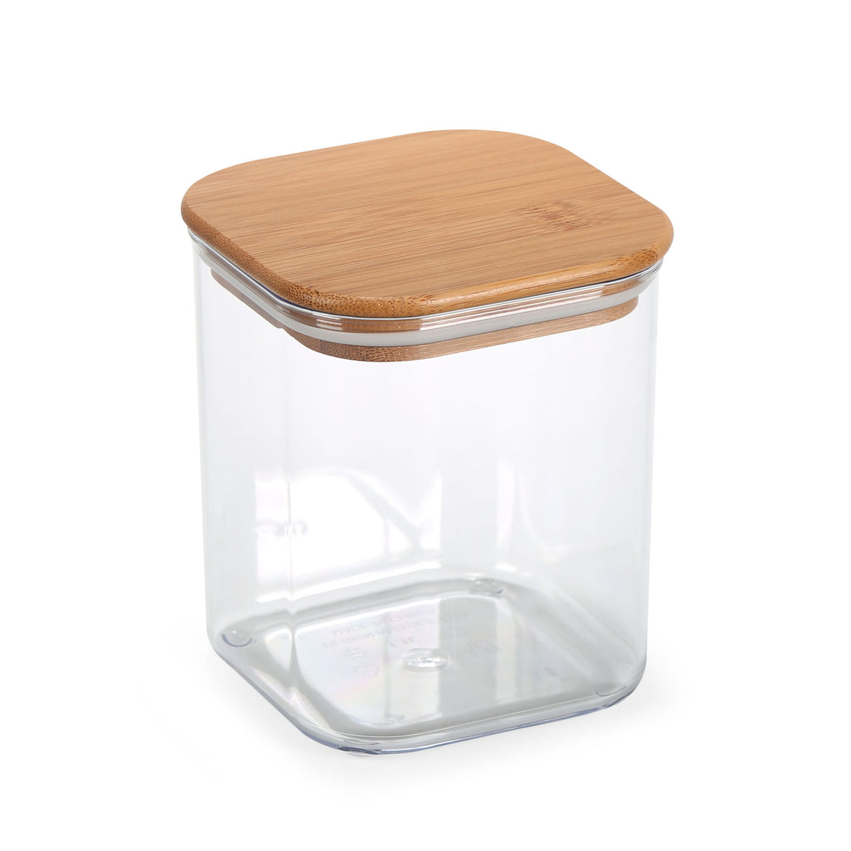 Square Shape 1100 ml Container with Bamboo Lid (Transparent)