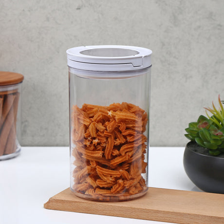 Nilkamal Round Shape 1000 Ml Fliplock Canister Transparent