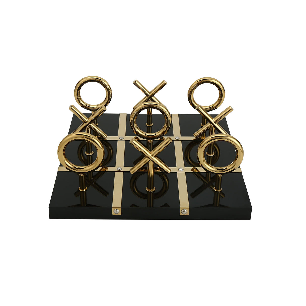Tic Tac Toe Metal Decorative Showpiece- Black & Gold
