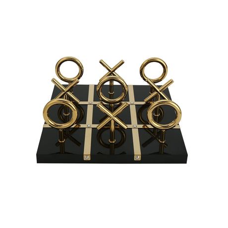 Tic Tac Toe Metal Decorative Showpiece- Black & Gold
