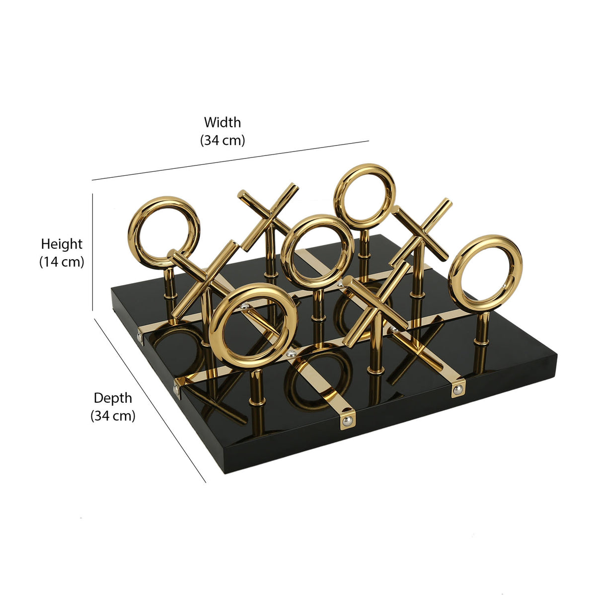 Tic Tac Toe Metal Decorative Showpiece- Black & Gold