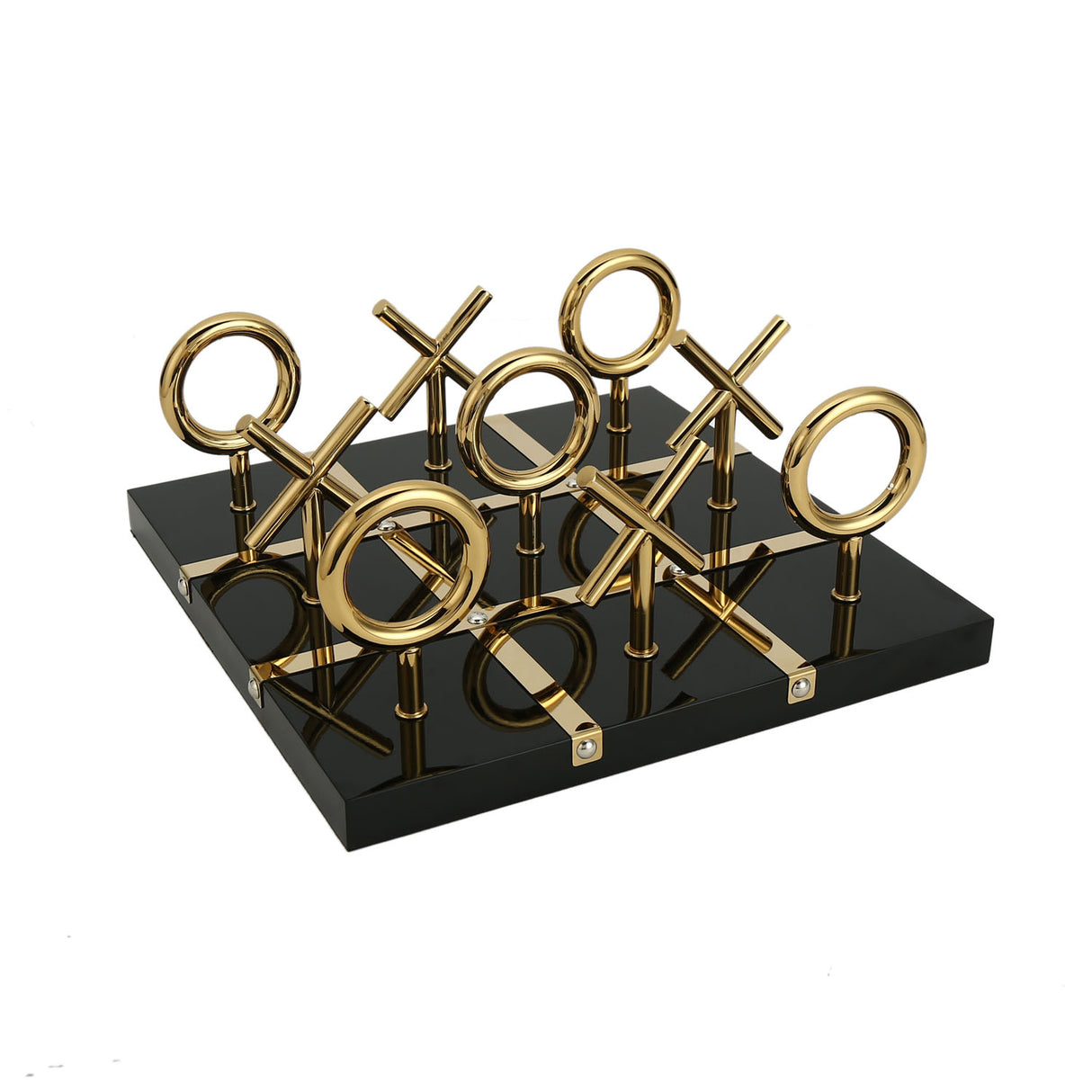 Tic Tac Toe Metal Decorative Showpiece- Black & Gold