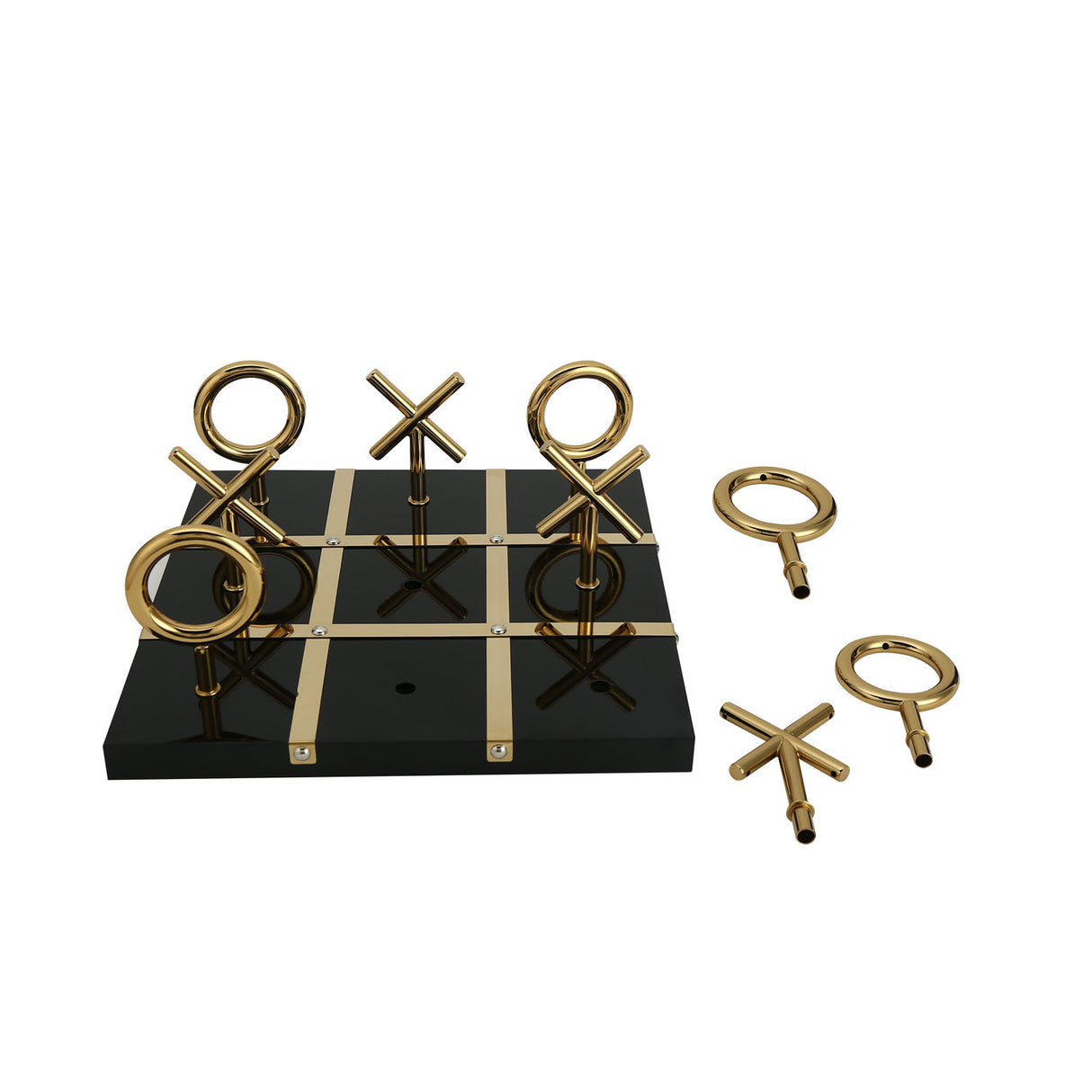 Tic Tac Toe Metal Decorative Showpiece- Black & Gold