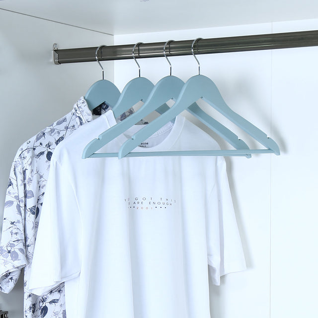 Nilkamal Wooden Cloth Hanger Set Of 5 (Mint Blue)