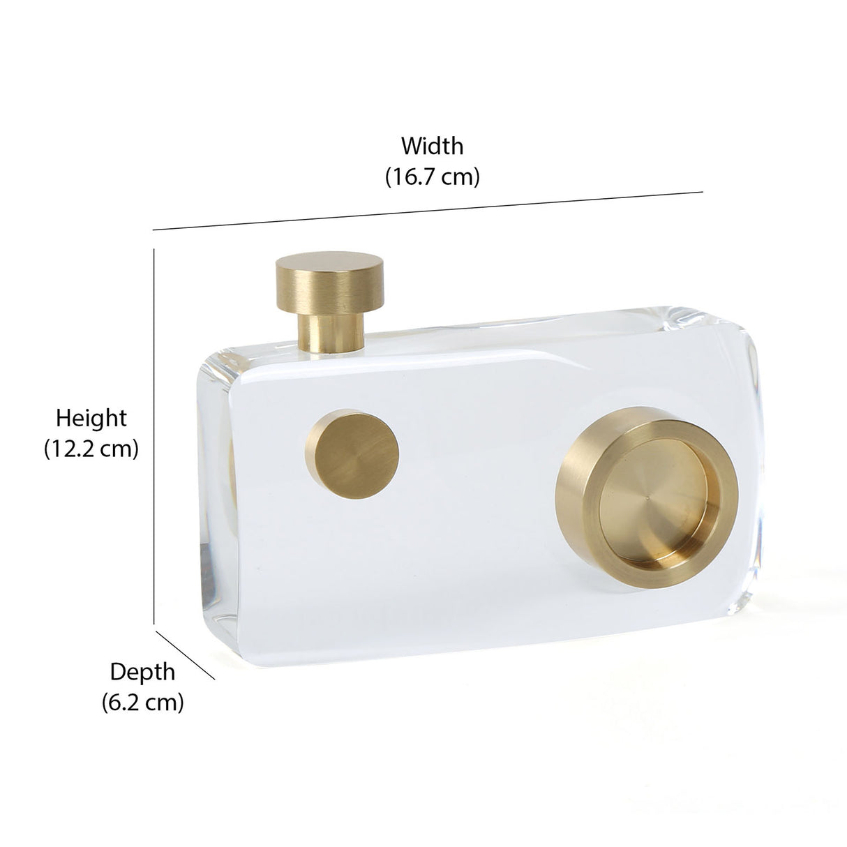 Crystal Camera Large Decorative Showpiece- Gold & Transparent