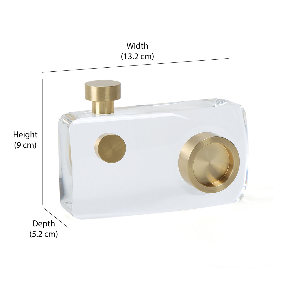 Crystal Camera Small Decorative Showpiece- Gold & Transparent