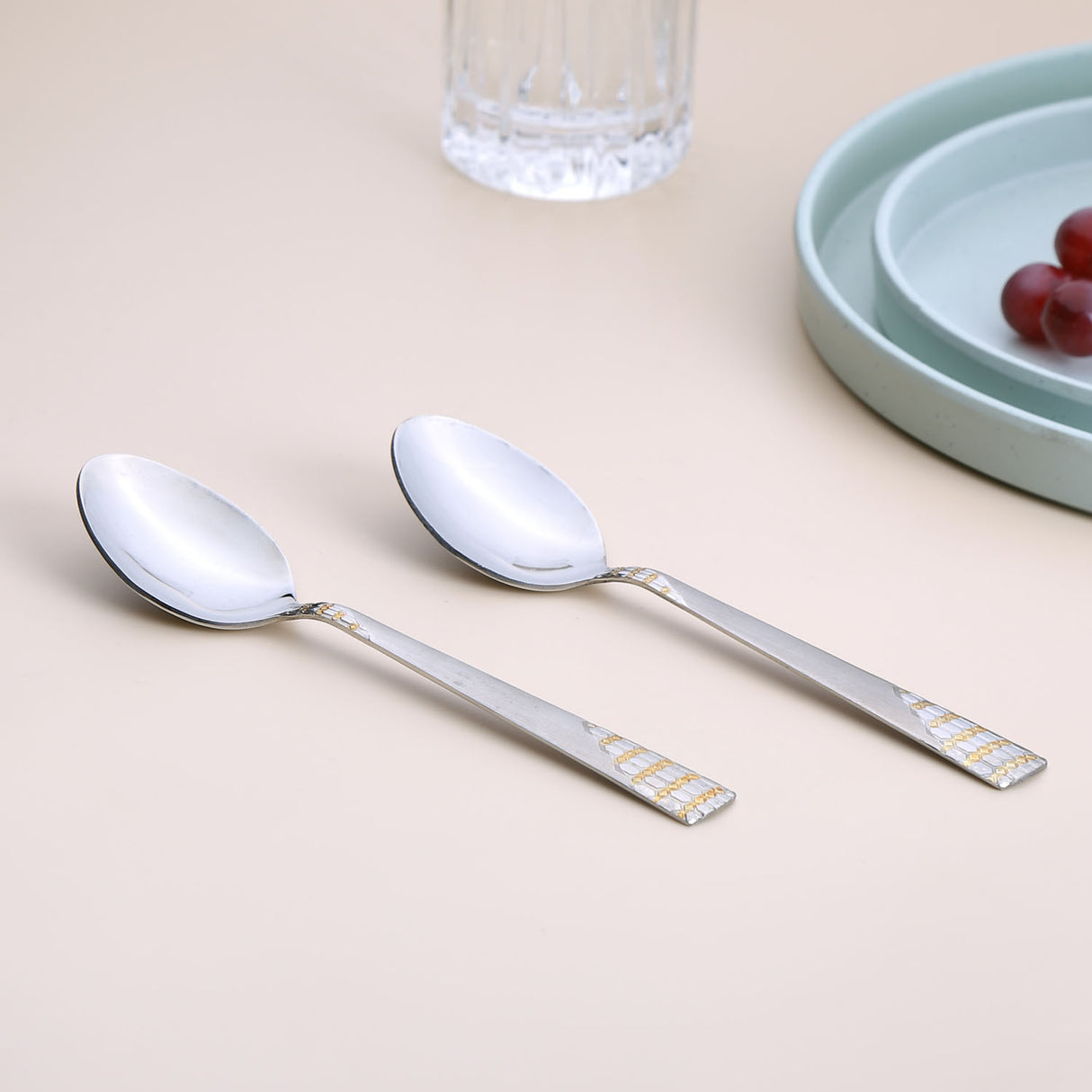 Nilkamal Arias by Lara Dutta Honey Comb Stainless Steel Dinner Spoon Set of 6