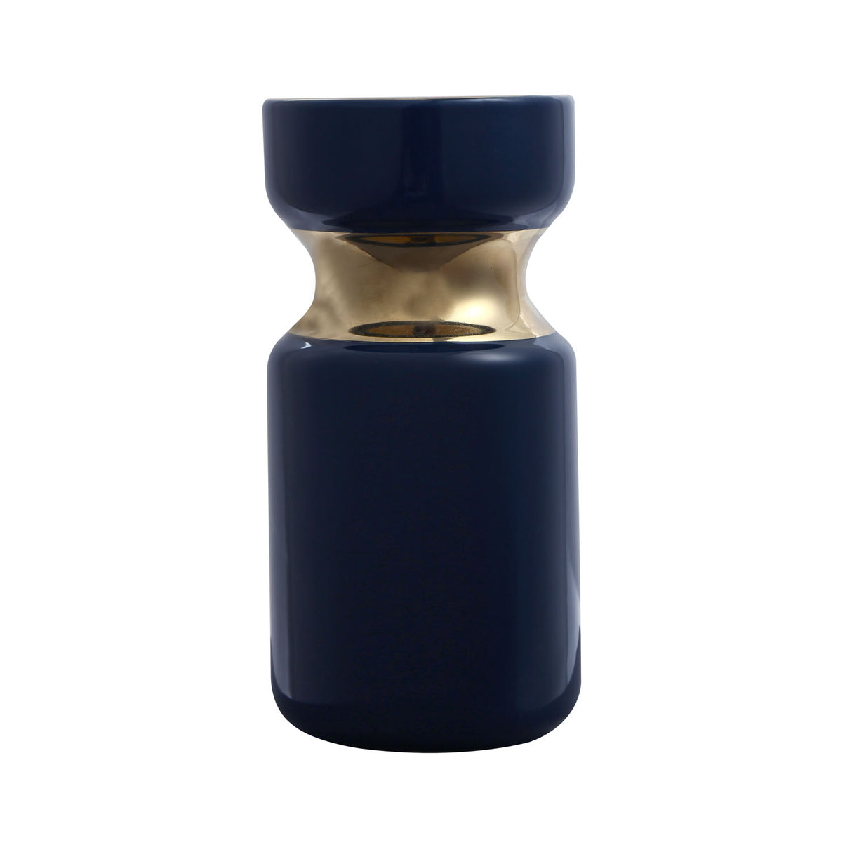 Nilkamal Decorative Hourglass Ceramic Vase (Blue & Gold)