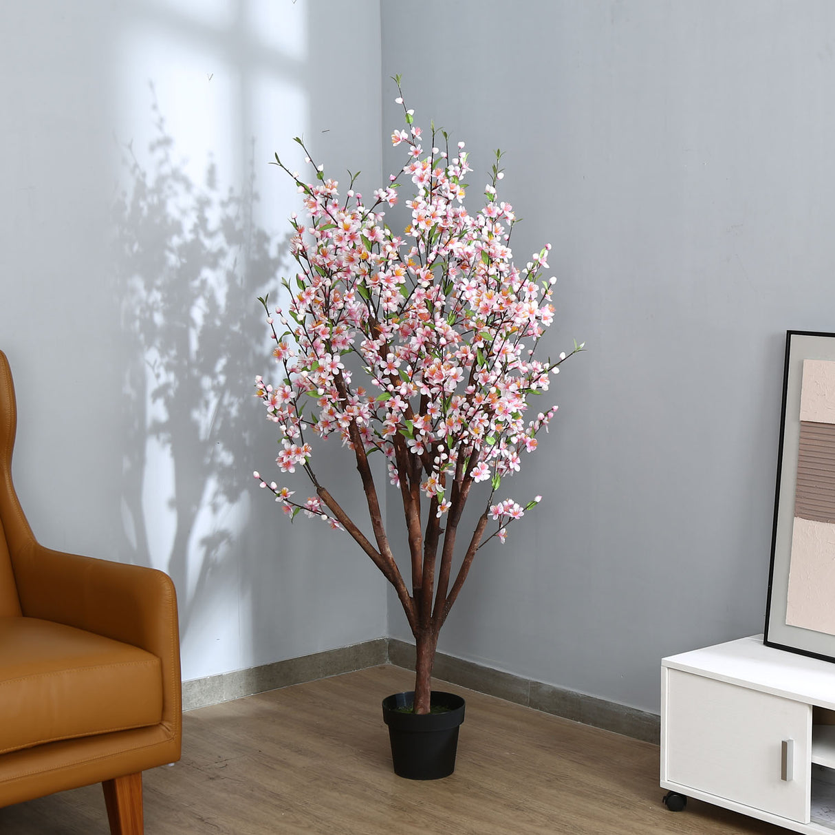 Nilkamal Peach Blossom Artificial Tree With Pot Pink