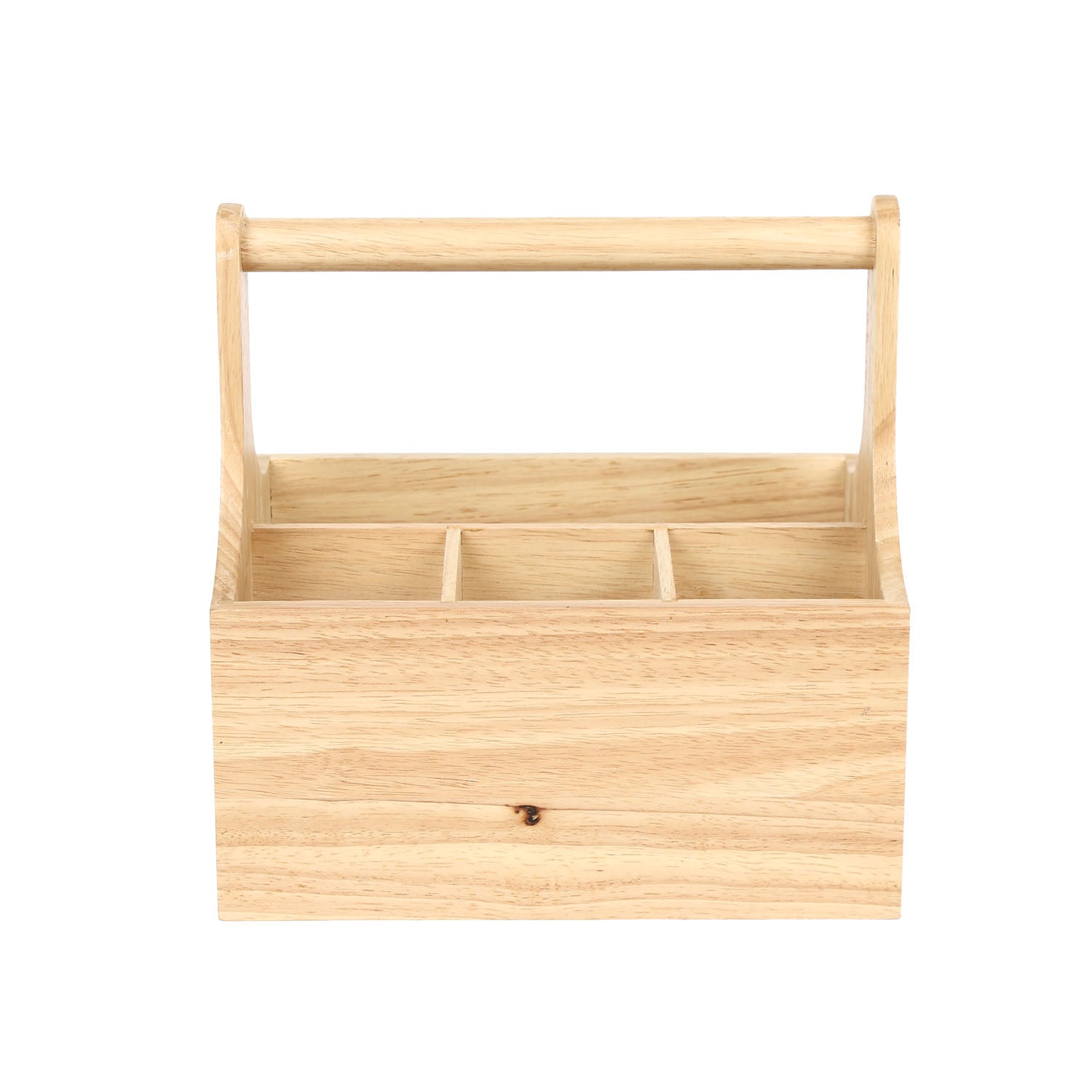 Four Sectional Wooden Organiser Box (Light Brown)