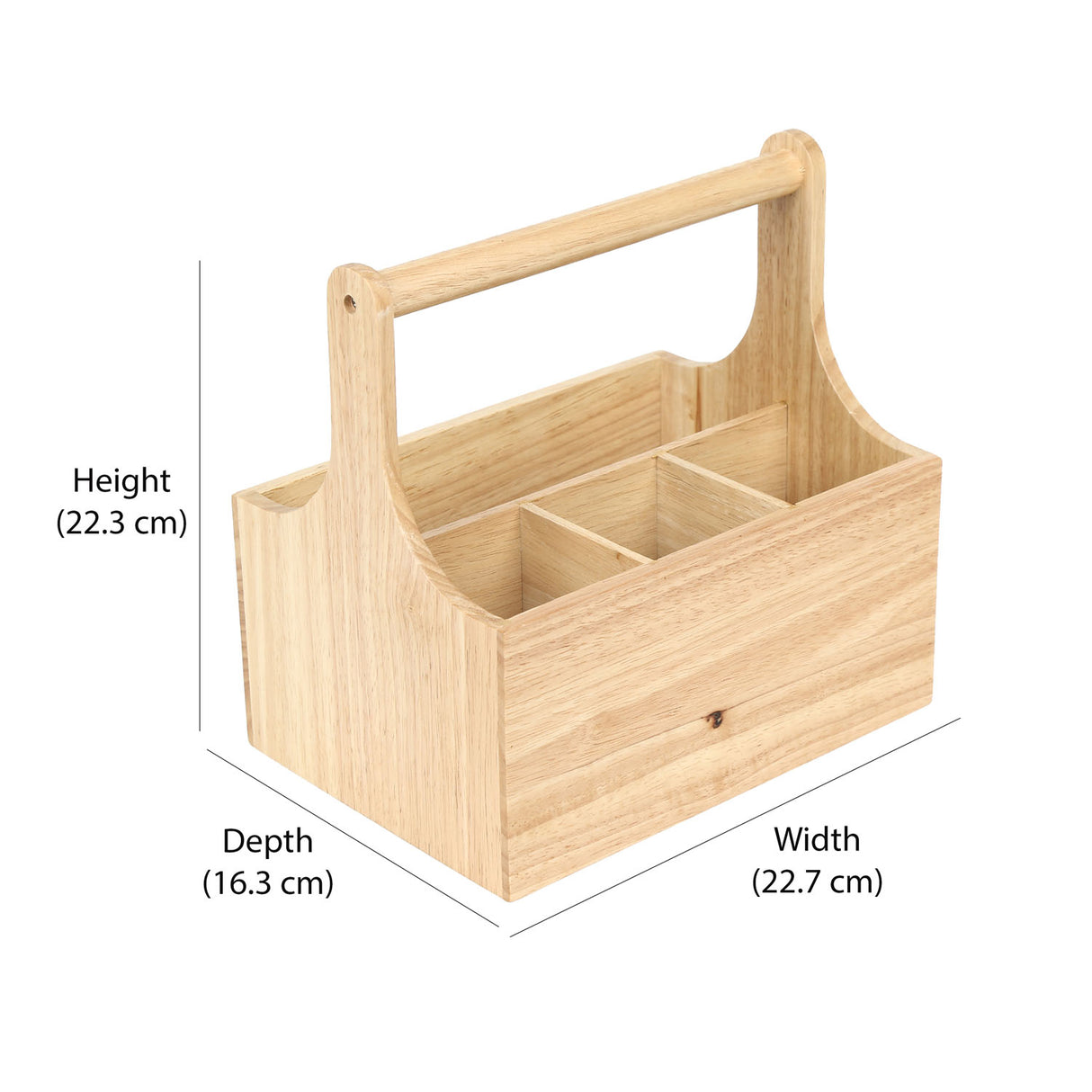 Four Sectional Wooden Organiser Box (Light Brown)