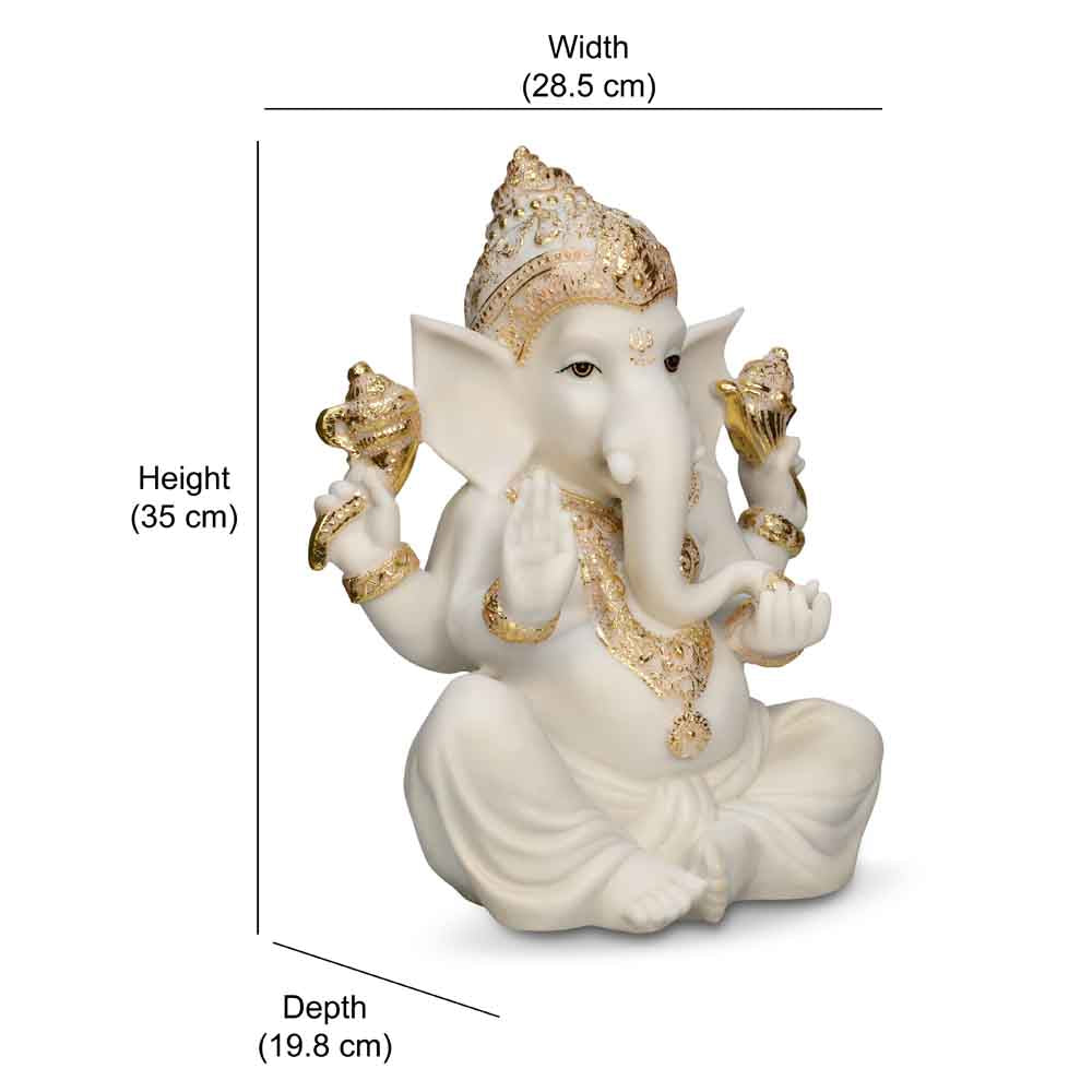 Ekdanata Polyresin Decorative Showpiece- White and Gold