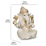 Ekdanata Polyresin Decorative Showpiece- White and Gold