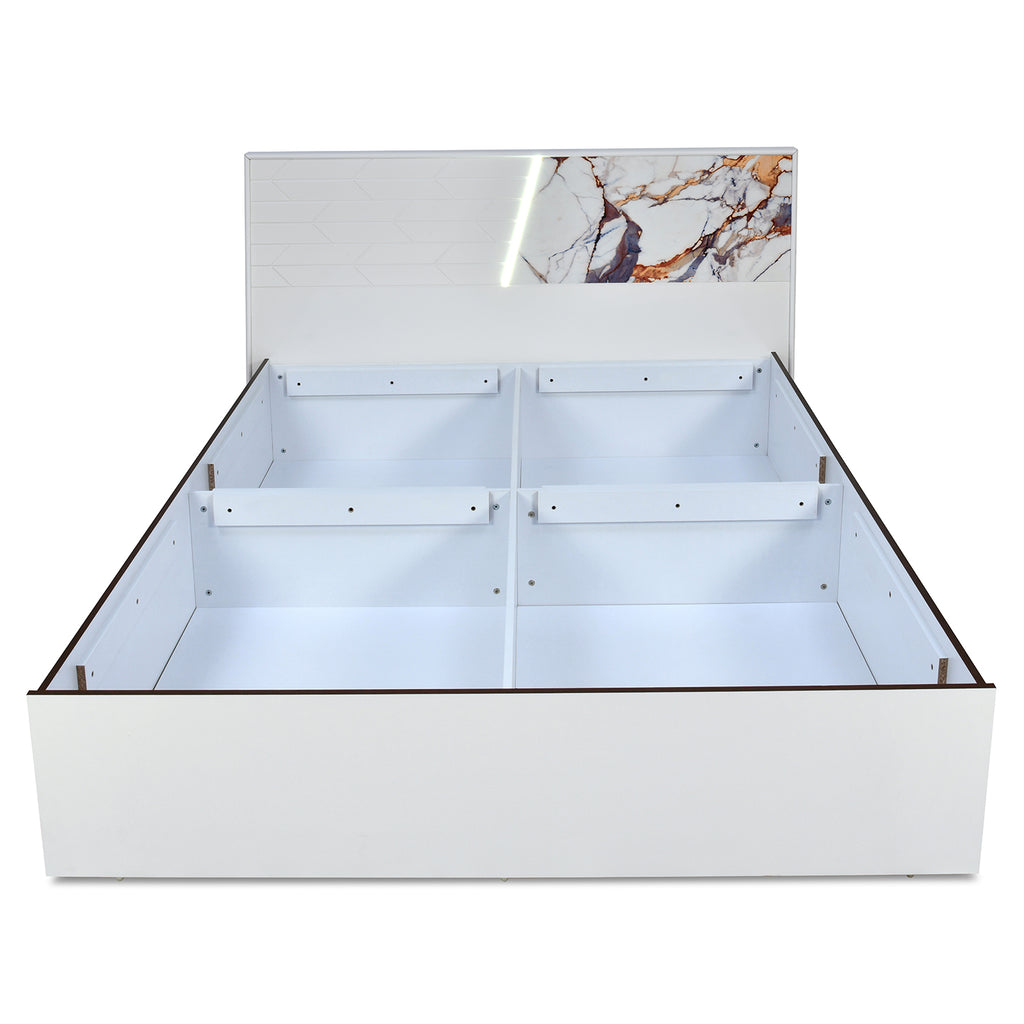 Galaxy Max Bed with Box Storage (White)