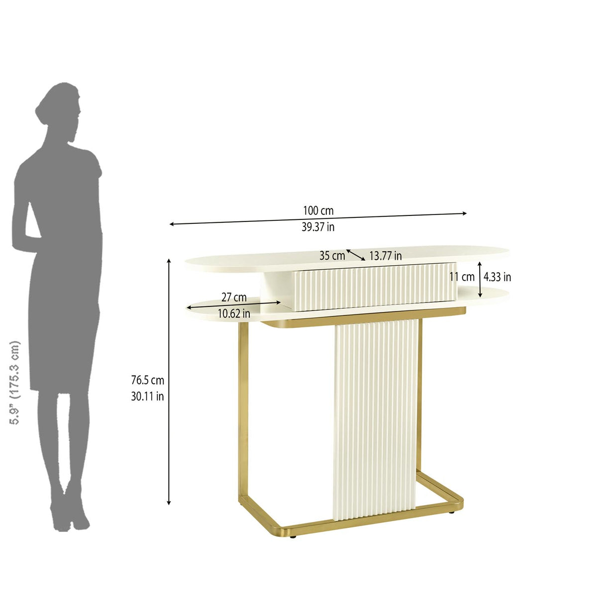 Nix Console Table (Ivory White)