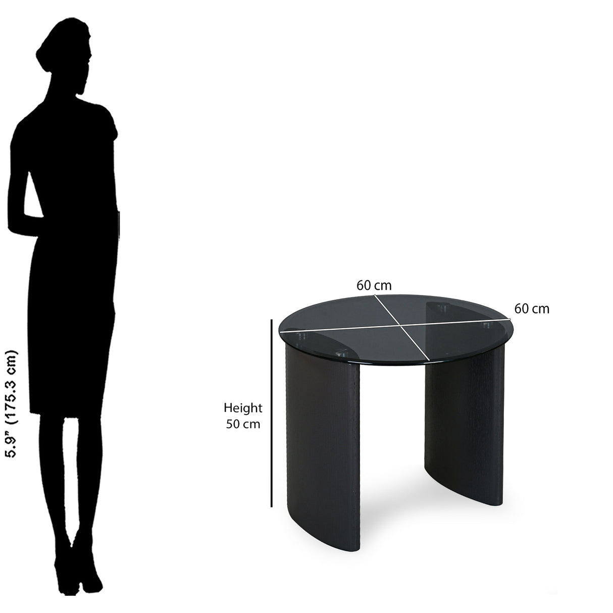 Kairos Glass Top Side Table (Dark Walnut)