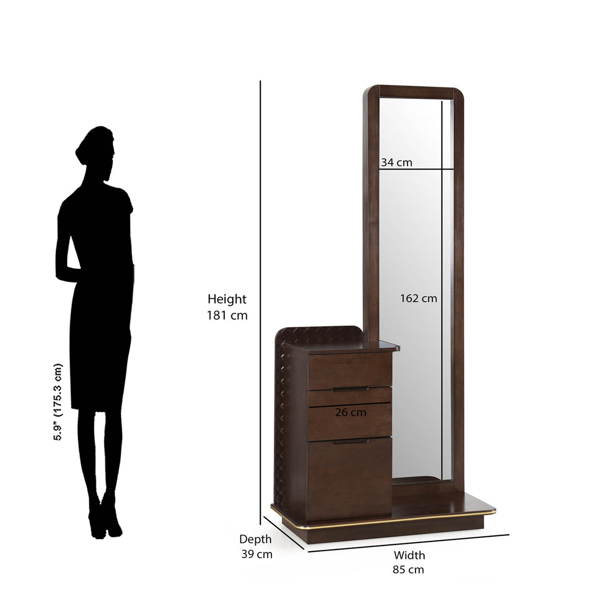 Triton Dresser with Mirror (Cocoa Brown)