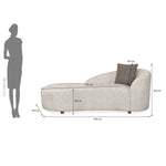 Giorgio Right Chaise Lounge Textured Fabric Sofa- Ivory