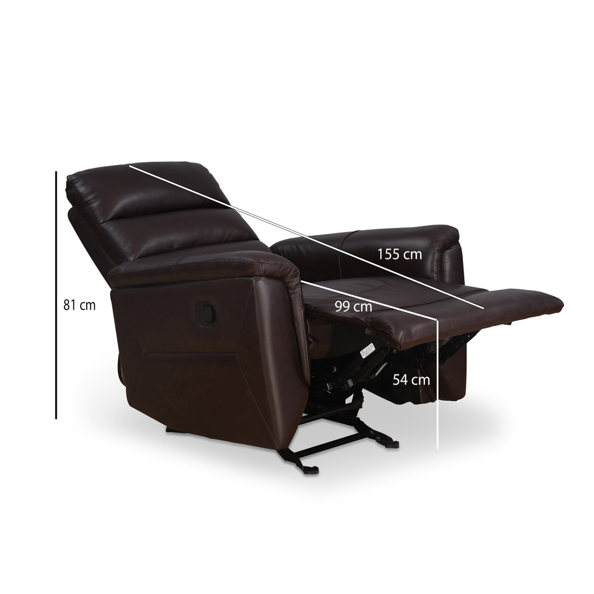 Brandon 1 Seater Manual Rocker Recliner (Dark Brown)