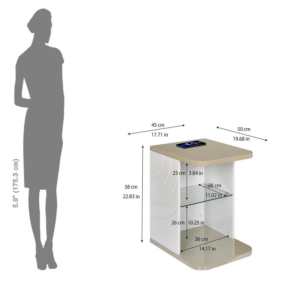 Cassini Side Table (White)