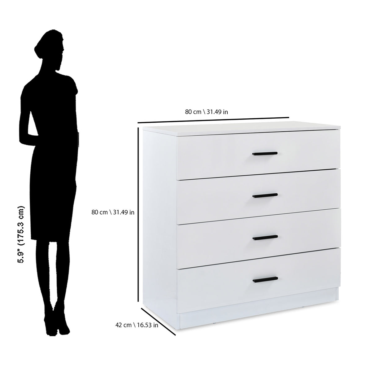 Edur Chest of 4 Drawers (White)