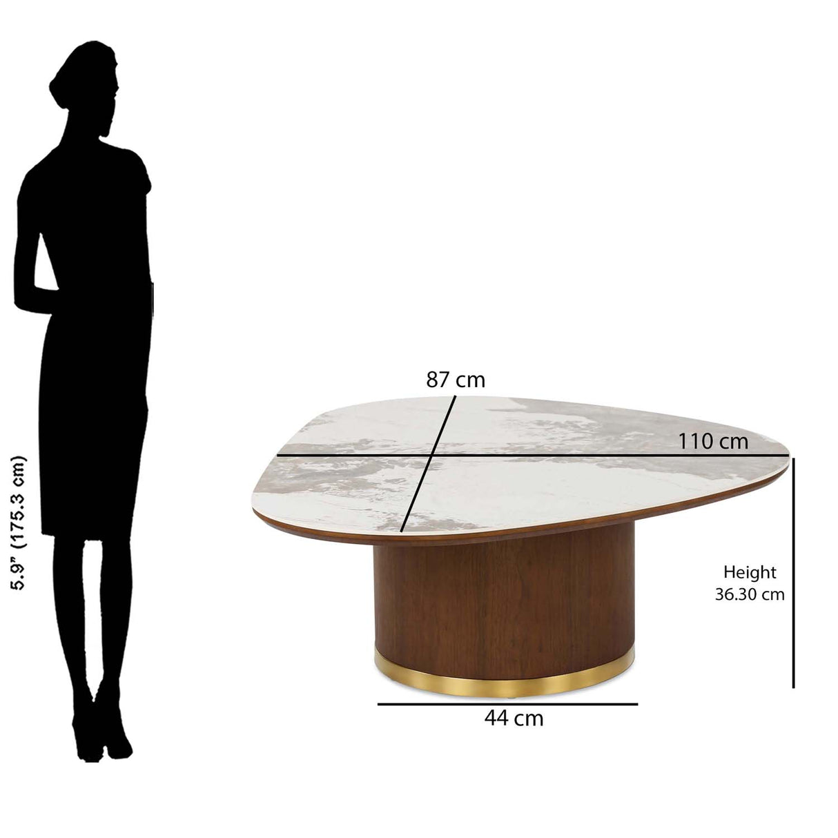 Empera Sintered Top Center Table (Walnut & Beige)
