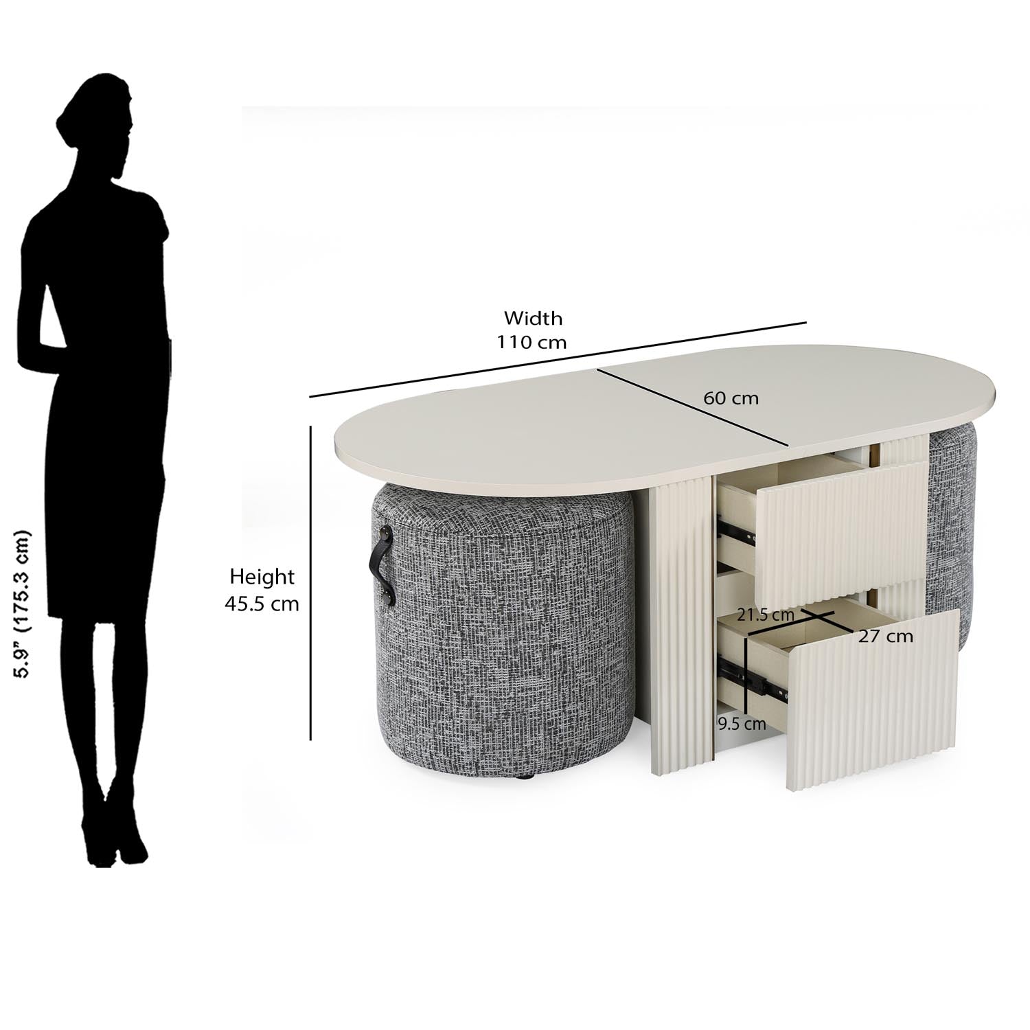 Nix Center Table (Ivory White)