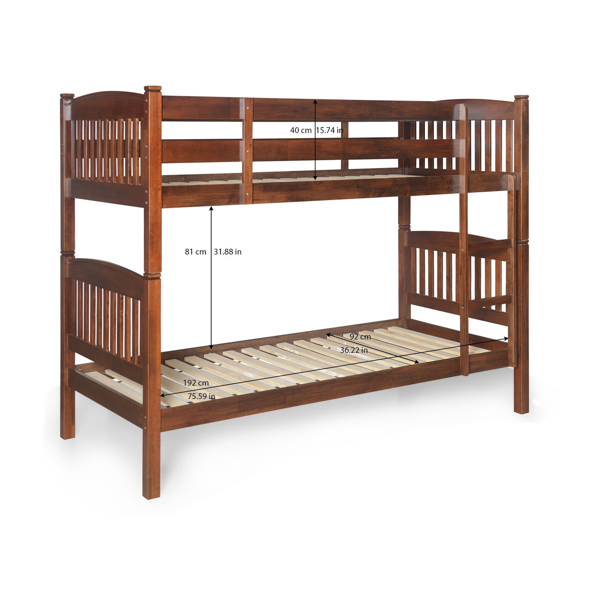 Dom Solid Wood Bunk Bed- Cappuccino