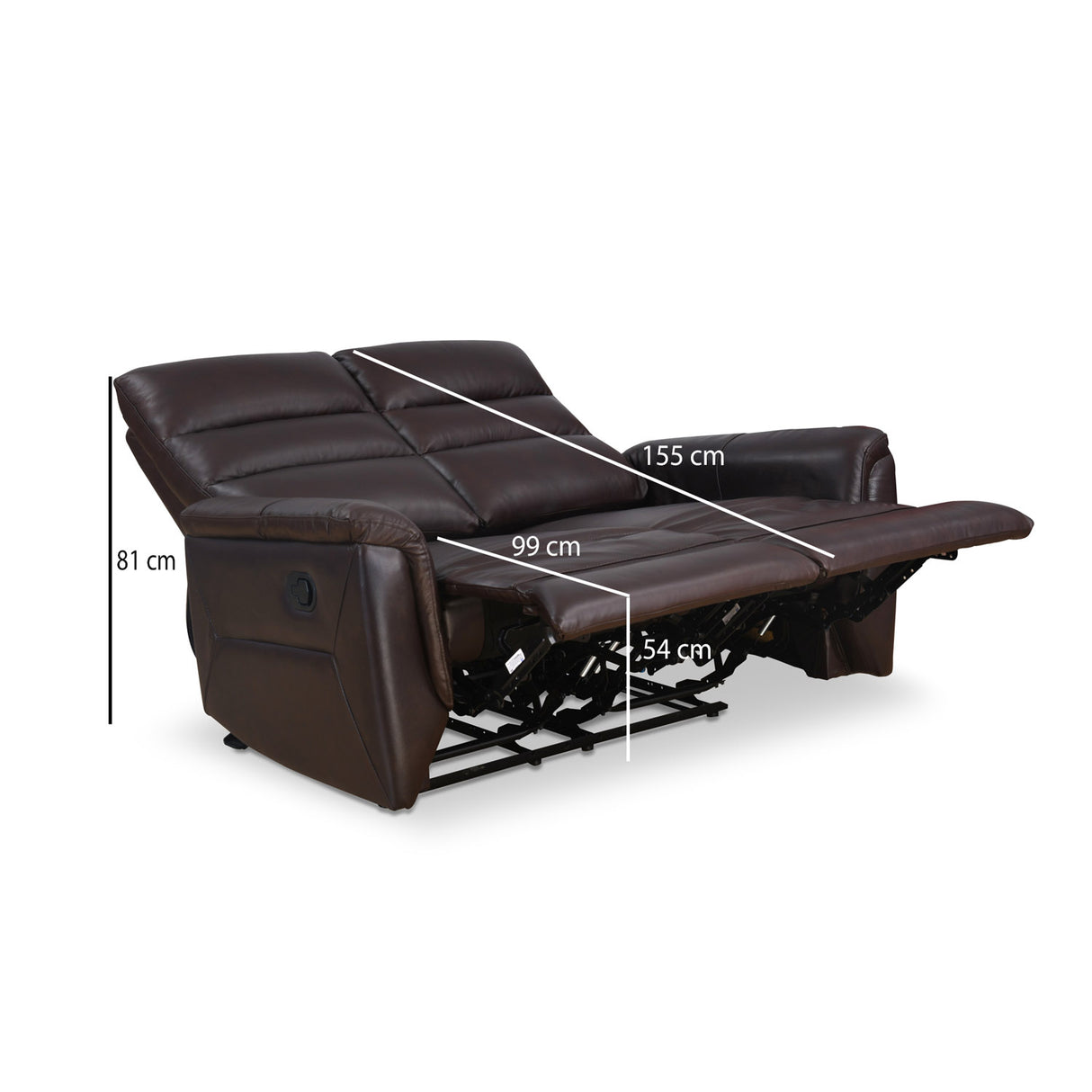 Brandon 2 Seater Manual Recliner (Dark Brown)