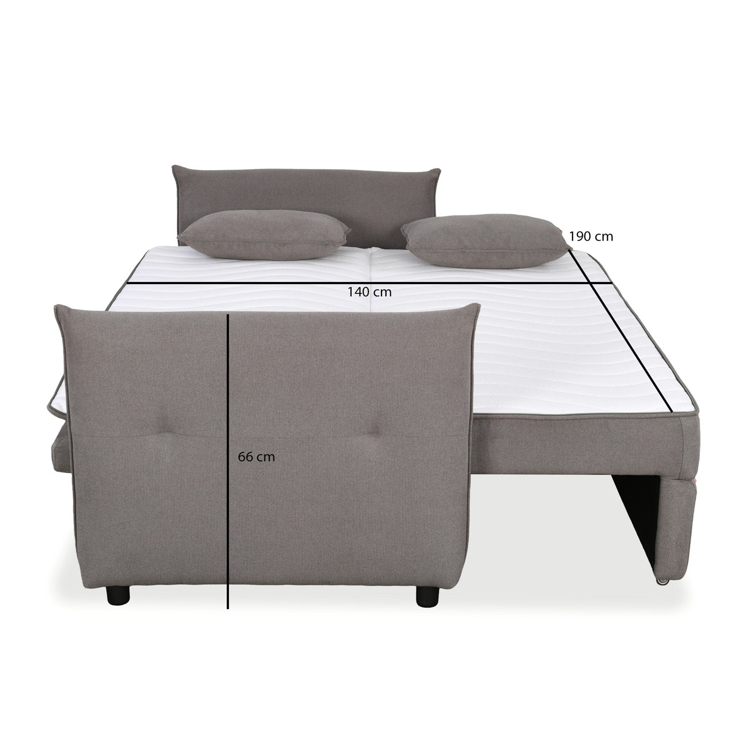 Aveo 3 Seater Sofa Cum Bed (Grey)