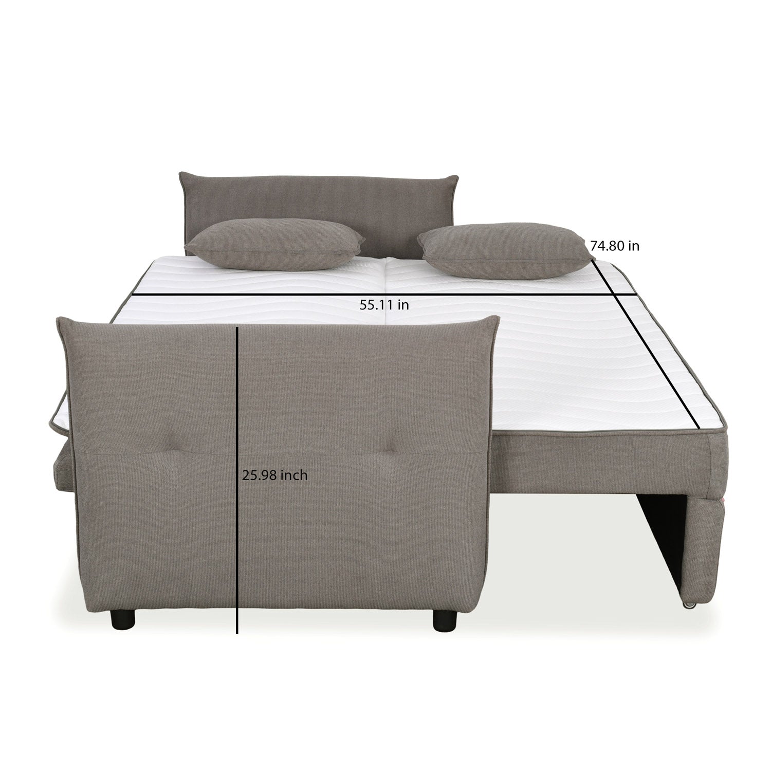 Aveo 3 Seater Sofa Cum Bed (Grey)