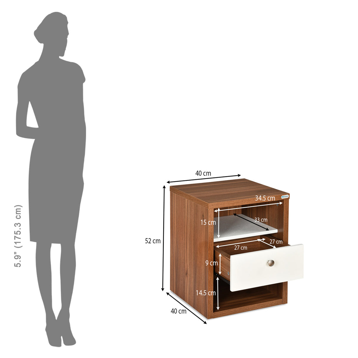 Magnus Engineered Wood Night Stand(Lyon Walnut)