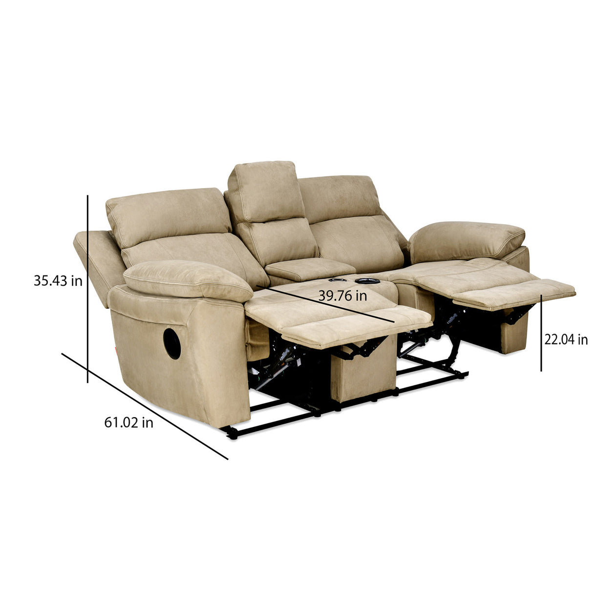Clapton 2 Seater Double Motor Electric Recliner With Smart Center Console (Beige)