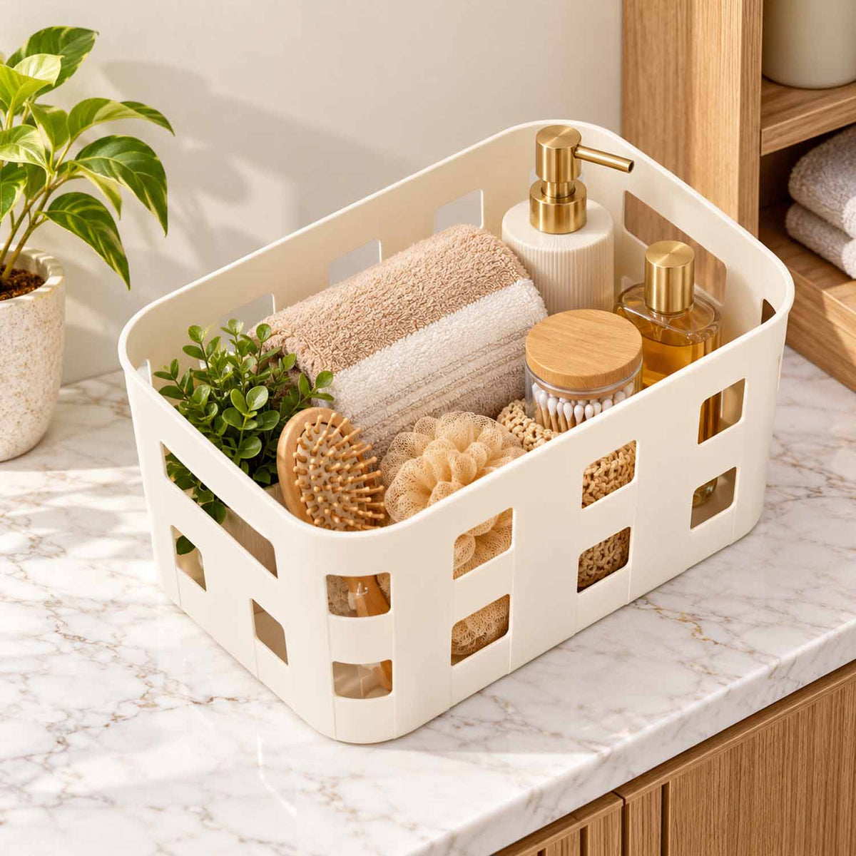 Arcade Nova Weave Pattern Storage Basket- Beige (4L)