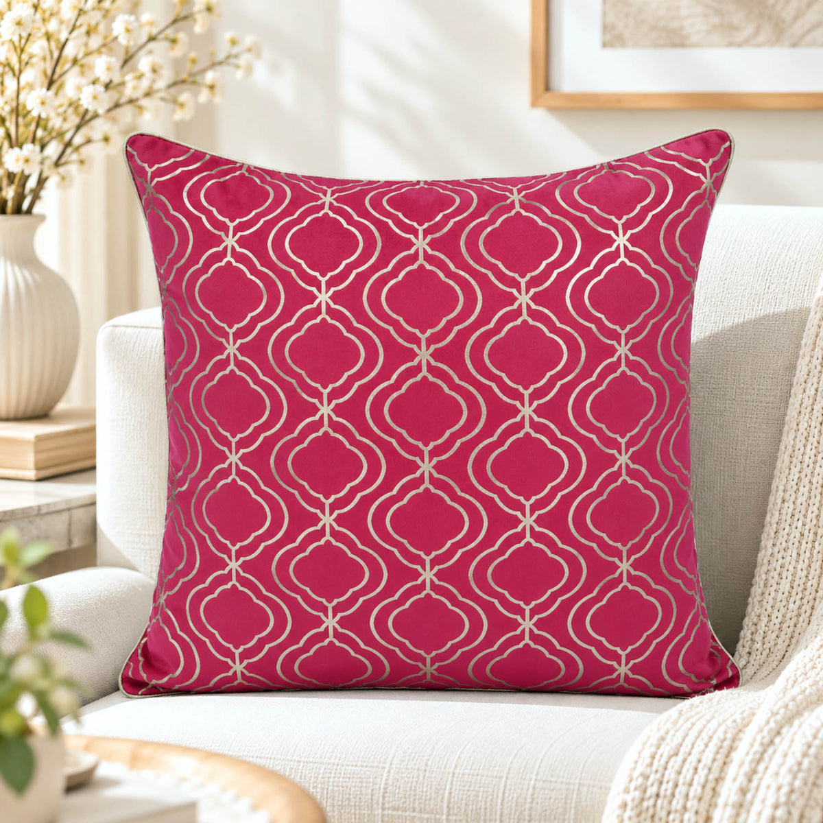Madhuban Jharokha 16" x 16" Cushion Cover- Pink