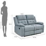 Derik 2 Seater Manual Recliner Sofa- Metallic Grey