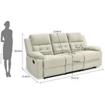 Derik 3 Seater Manual Recliner Sofa- Beige
