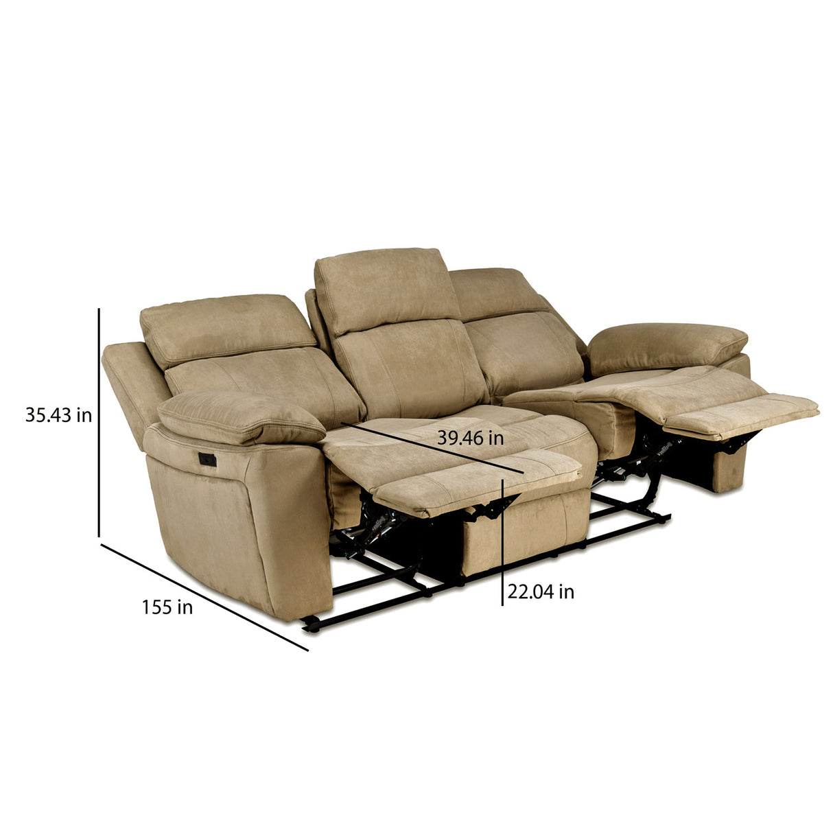 Clapton 3 Seater Double Motor Electric Recliner(Beige)