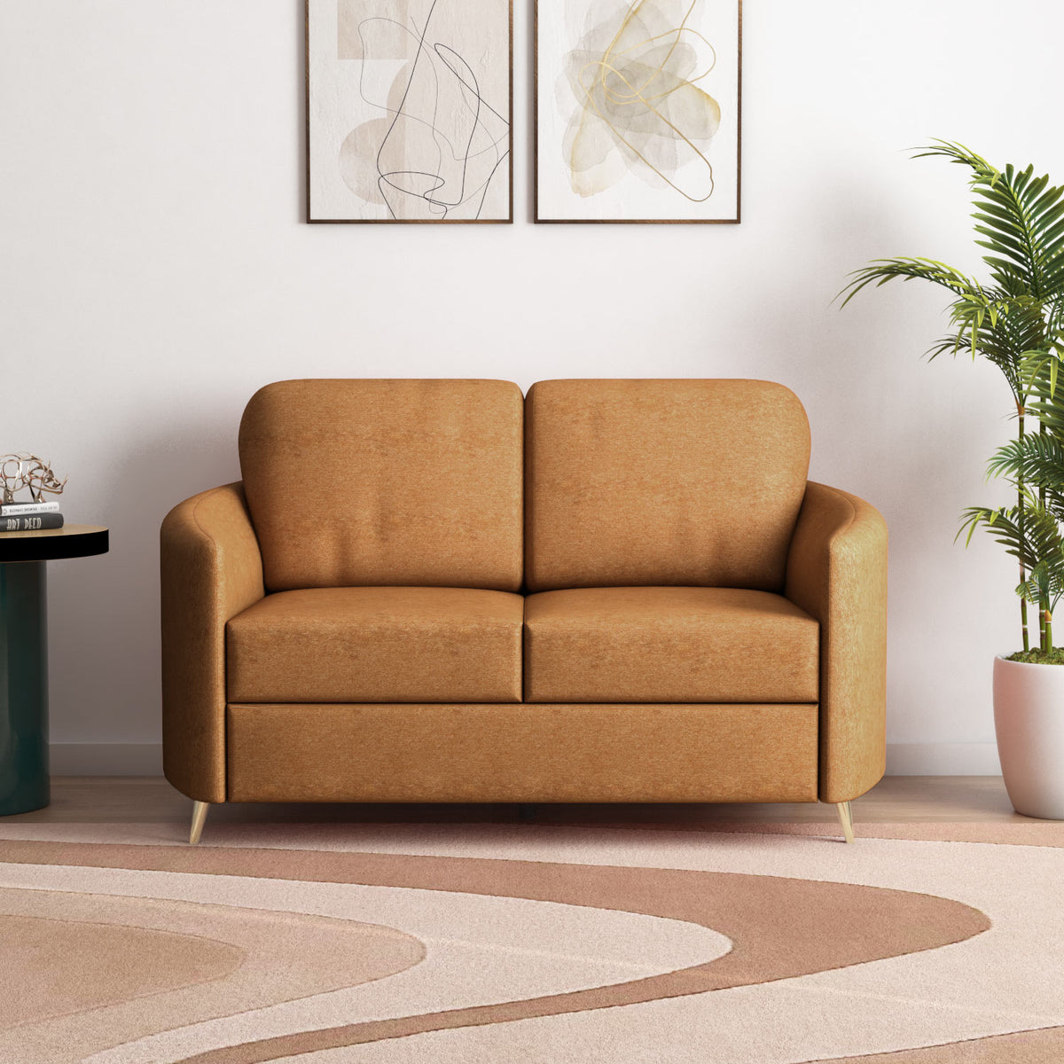 Arch 2 Seater Fabric Sofa- Rust Brown