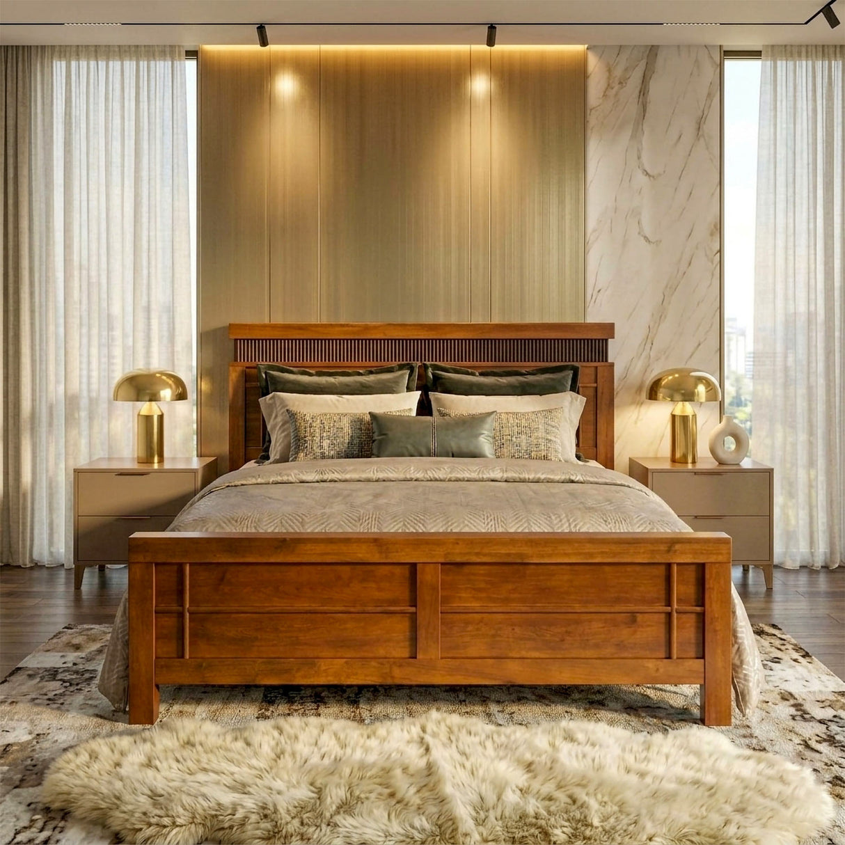 Autum Queen Bed Without Storage- Cappuccino