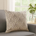 Arch Shaped Pattern Fabric Cushion Cover- Beige and Gold