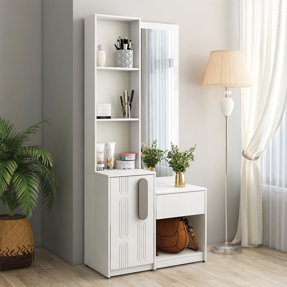 Nilkamal Agnes Dresser with Mirror (White)