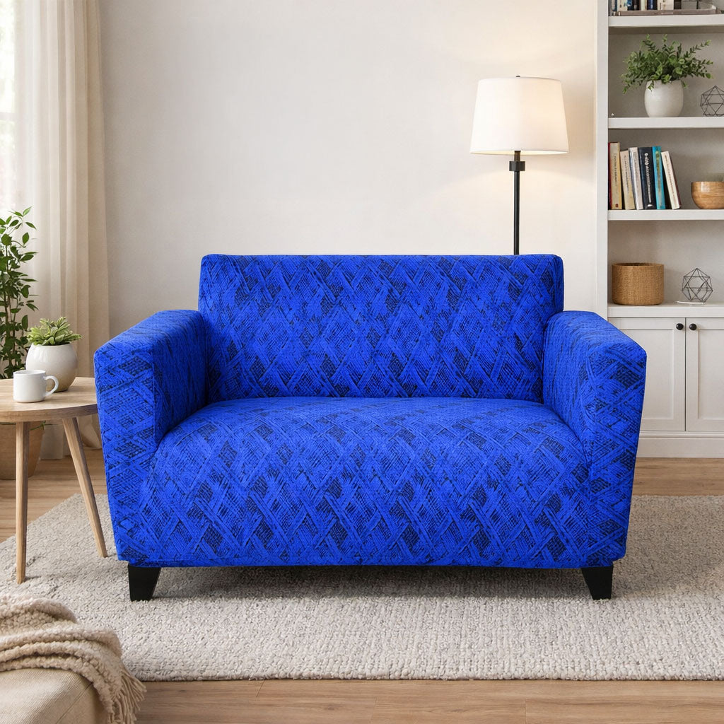 2 Seater Jaquared Knit Sofa Cover- Nautica Blue