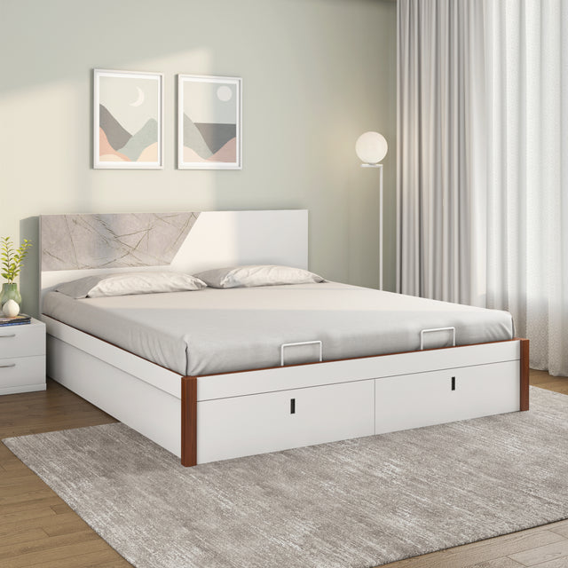 Nilkamal Asta Premier Bed with Hydraulic Storage (White) - 03