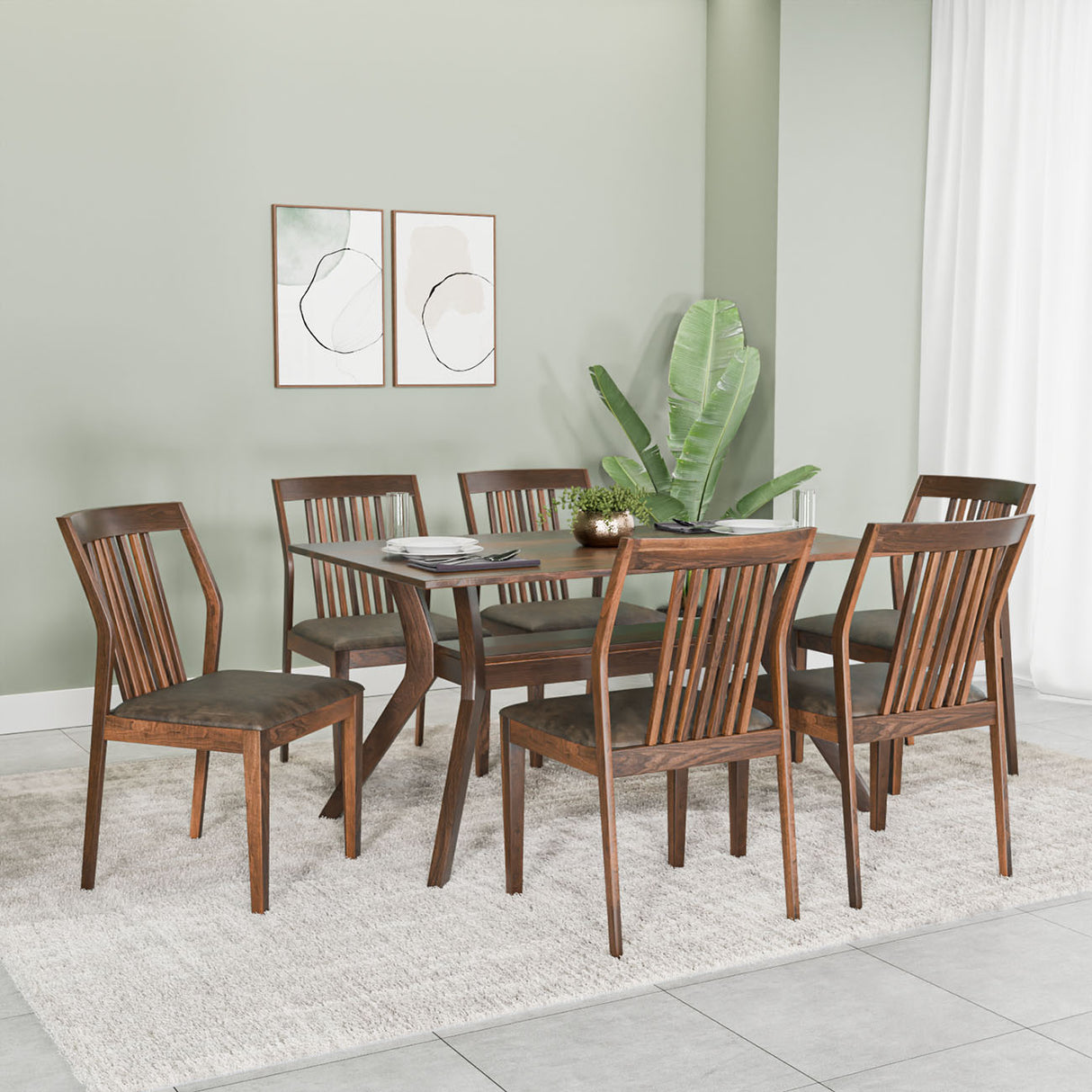 Nilkamal Blaine 6 Seater Dining Kit (Walnut)