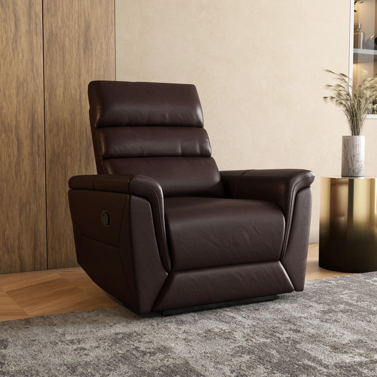 Brandon 1 Seater Manual Rocker Recliner (Dark Brown)
