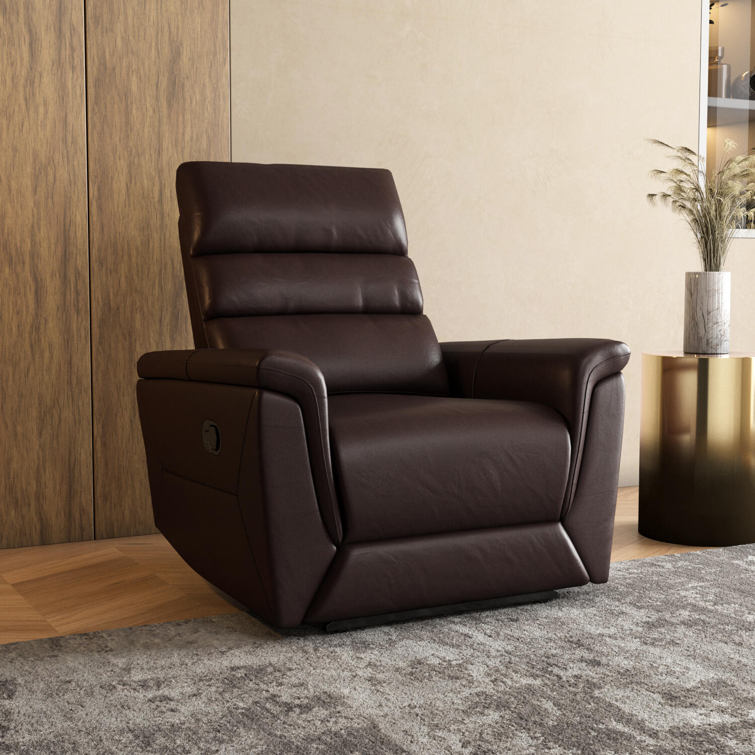 Brandon 1 Seater Manual Rocker Recliner (Dark Brown)