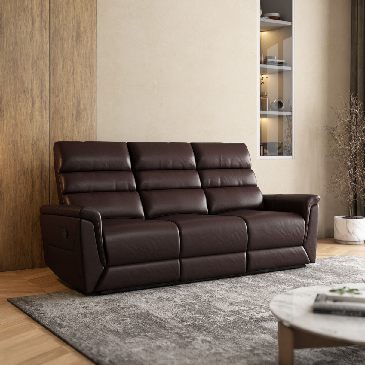 Brandon 3 Seater Manual Recliner (Dark Brown)