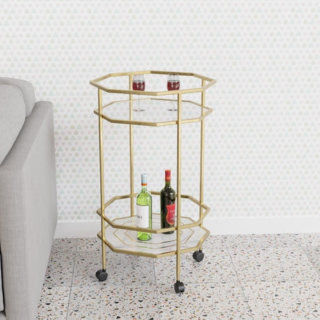 Nilkamal Callie Marble Serving Cart (Gold)